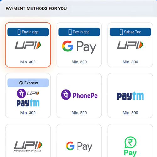 Instruction Select your preferred payment method